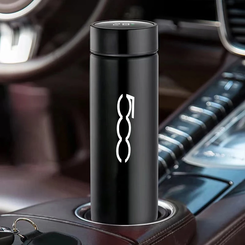 500ml Car Stainless Insulation Mup Temperature Smart Display Cup For FIAT 500 500l 500x 500e abarth electric Stainless steel