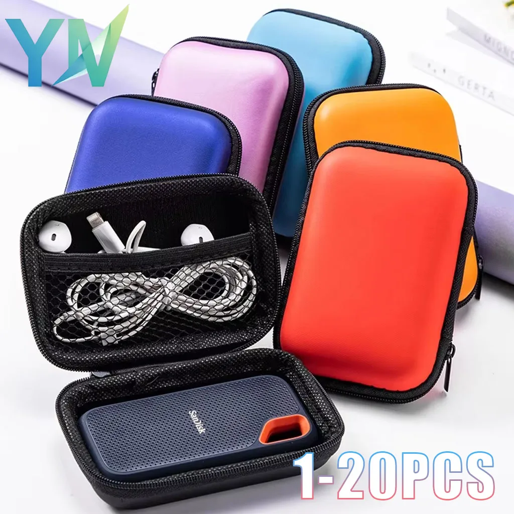 1-20PCS Shockproof EVA Earphone Carry Case Zipper Hard Shell for Headphone Cable Data Line Organizer Portable Travel Pouch