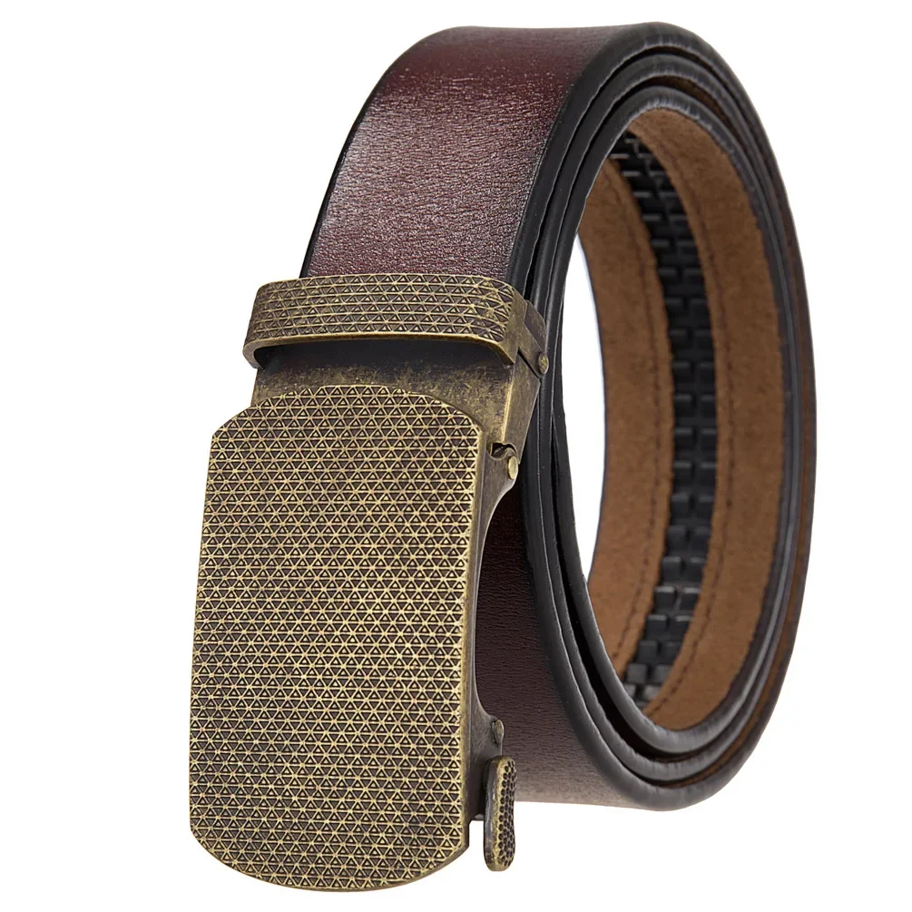 Luxuri – ceinture en cuir de vache pour hommes, de marque, à boucle automatique, de qualité supérieure, réglable, largeur de 3.5cm, rétro, G1607