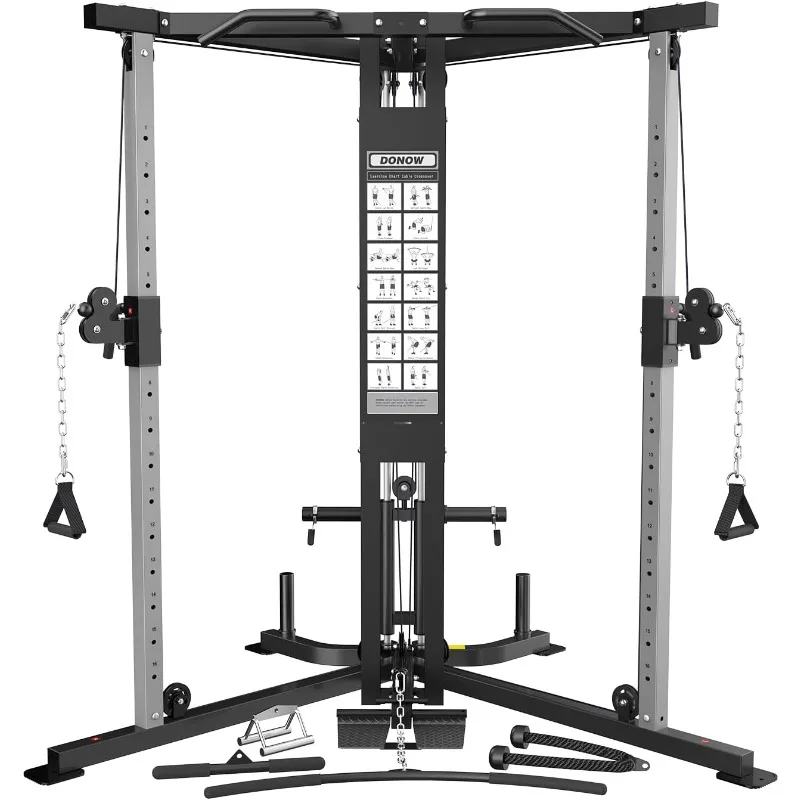 Cable Crossover Machine, Cable Fly Machine Home Gym System Workout Station with Dual Pulley System Pull-Up Bar Cable Bar a