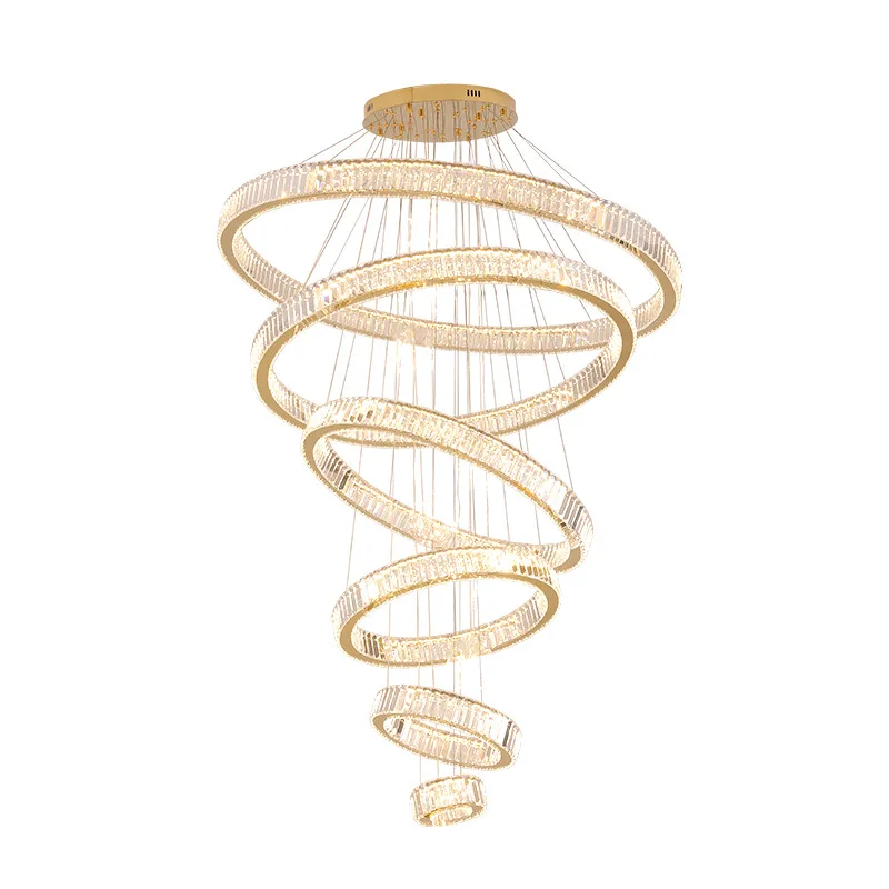 

High-end living room chandelier, light luxury crystal, villa, modern simple round bedroom light