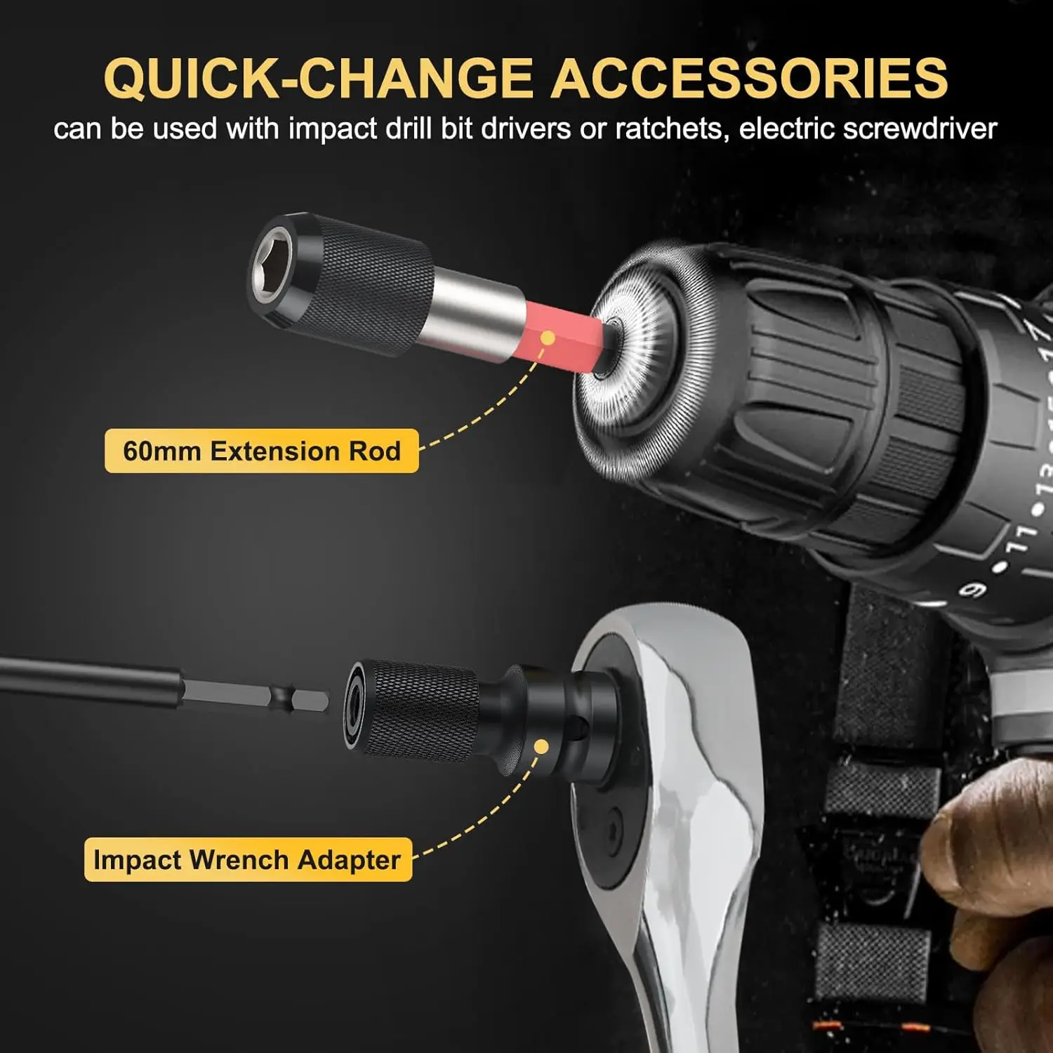 AMTOVL Magnetic Nut Driver Set - 18 Pcs Long Nut Driver Set, Metric & SAE Nut Drivers with Extensions | Impact Adapter