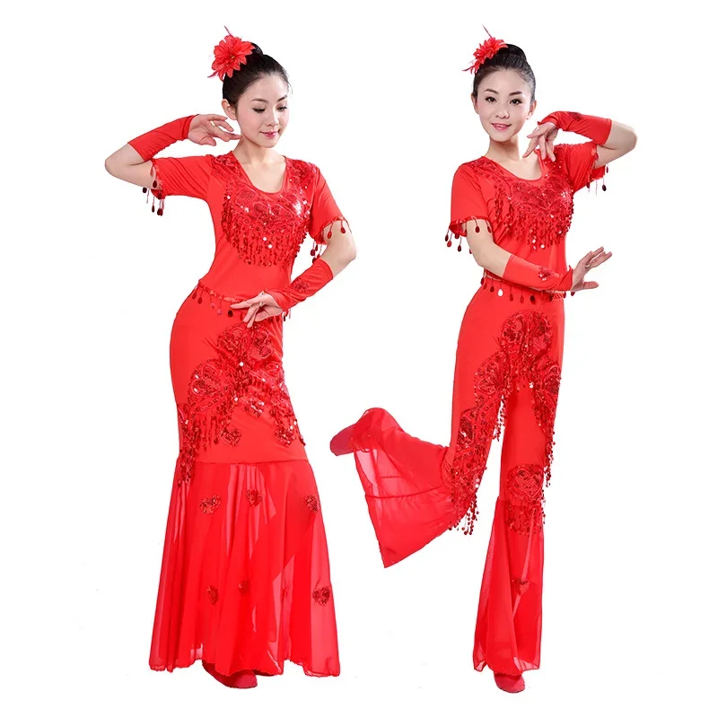 New Adult Women Wear Dai Dance Peacock Dance Dress Hulusi Performance Dress Ethnic Cabaret Festival Performance Fishtail Dress