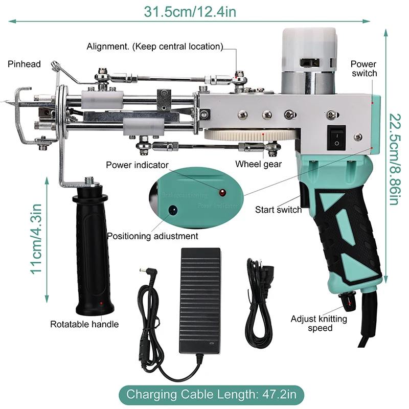 Imagem -03 - Pistola de Tufos em Mm19 mm Corte de Pilha Máquina de Tapete Kit Inicial Kit Elétrico de Tufos Ferramentas de Fabricação de Tapete