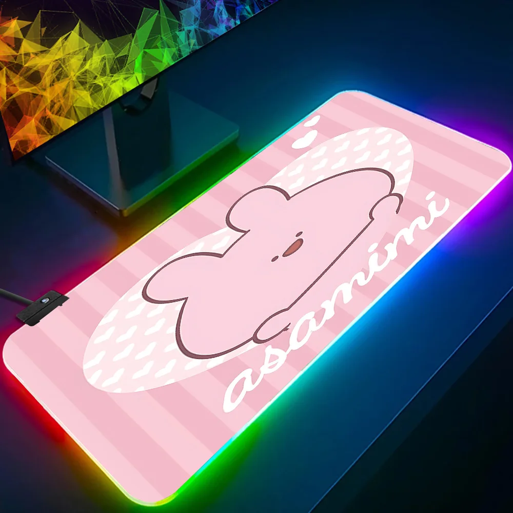 

Anime AsamimichaanS AsleepS RGB Pc Gamer Keyboard Mouse Pad Mousepad LED Glowing Mouse Mats Rubber Gaming Computer Mausepad