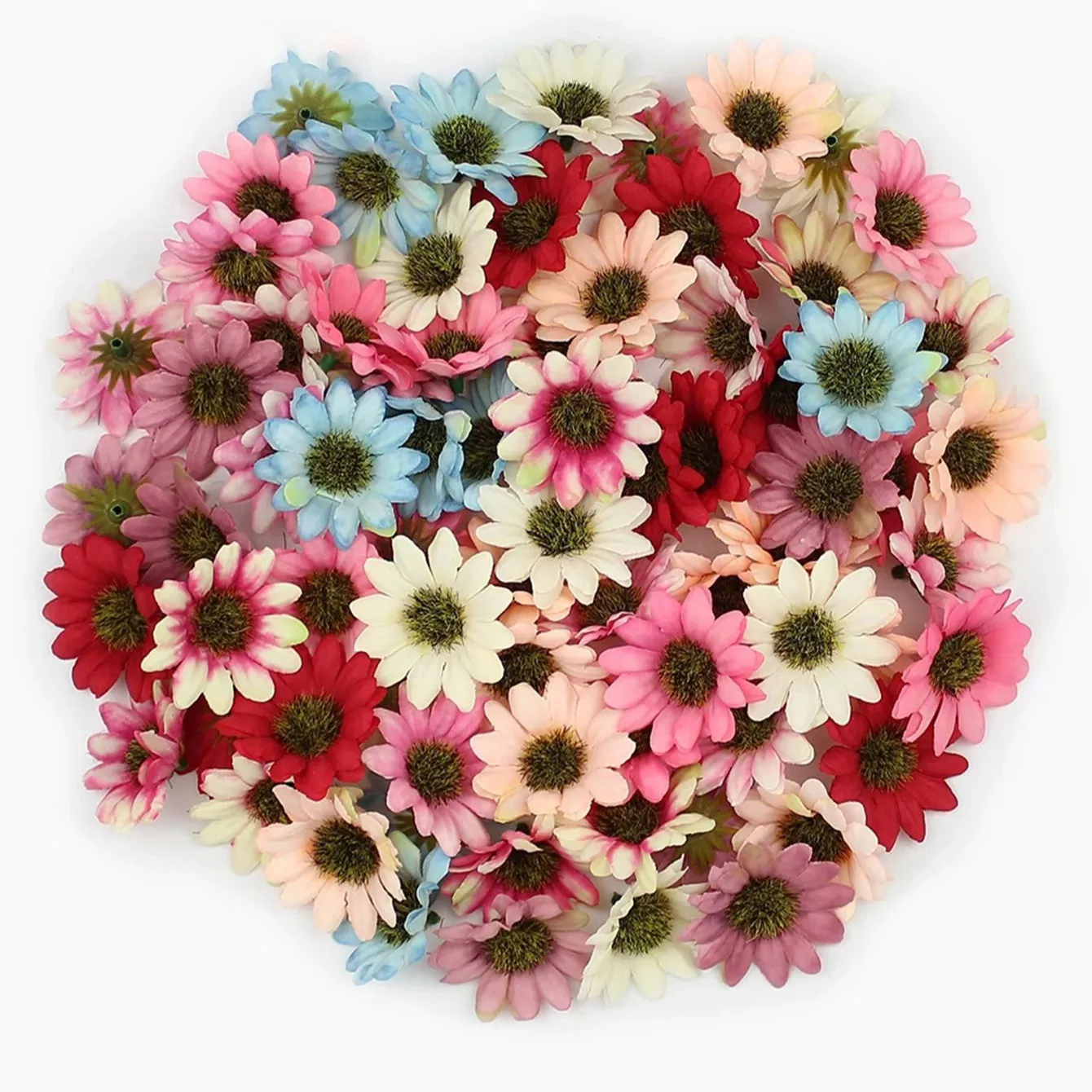 

40pcs Artificial Flowers Silk Daisy Christmas Home garden Wedding Bride bouquet Hot sales Wreath hairpin Diy gift box Decoration