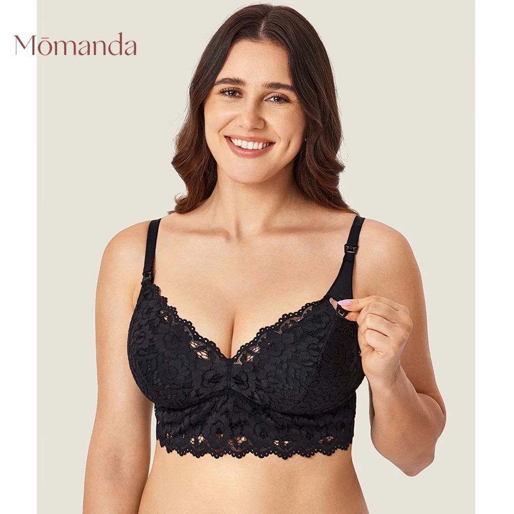 MOMANDA Lace Maternity Nursing Bra Breastfeeding Wirefree Lightly Padded Lingerie For Pregnant Women Lactation DD E Cute Update