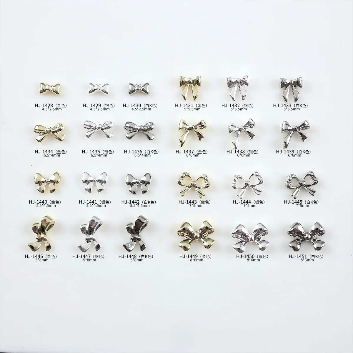 30 قطعة شريط معدني صغير جميل ربطة القوس فيونكة الذهب الفضة الأبيض K سبيكة مسمار الفن الراين زينة مانيكير بريق لطيف السحر