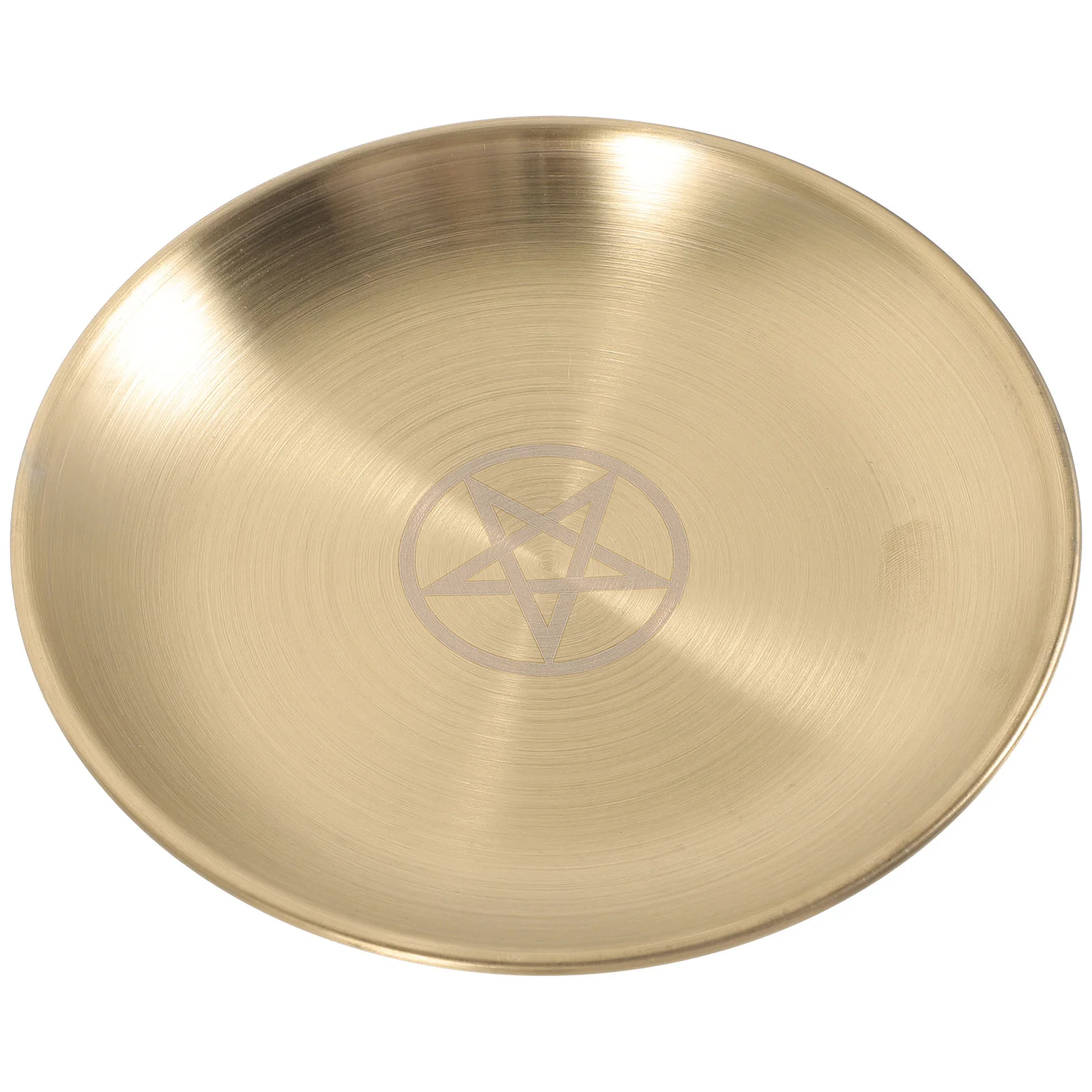 

Pentacle Three Phase Moon Gold Disk Altar Tray Key Dish for Entryway Table Jewelry Arrangement Glass Metal Trinket Iron Decor