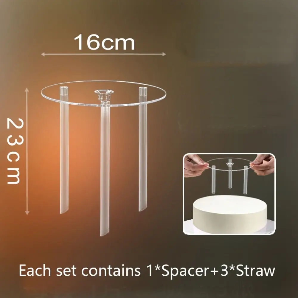 Multi-layer Cake Stand Reusable White Cake Tier Support Round Cake Board Transparent Plastic Straw Frame Cake Dowel Rods Set