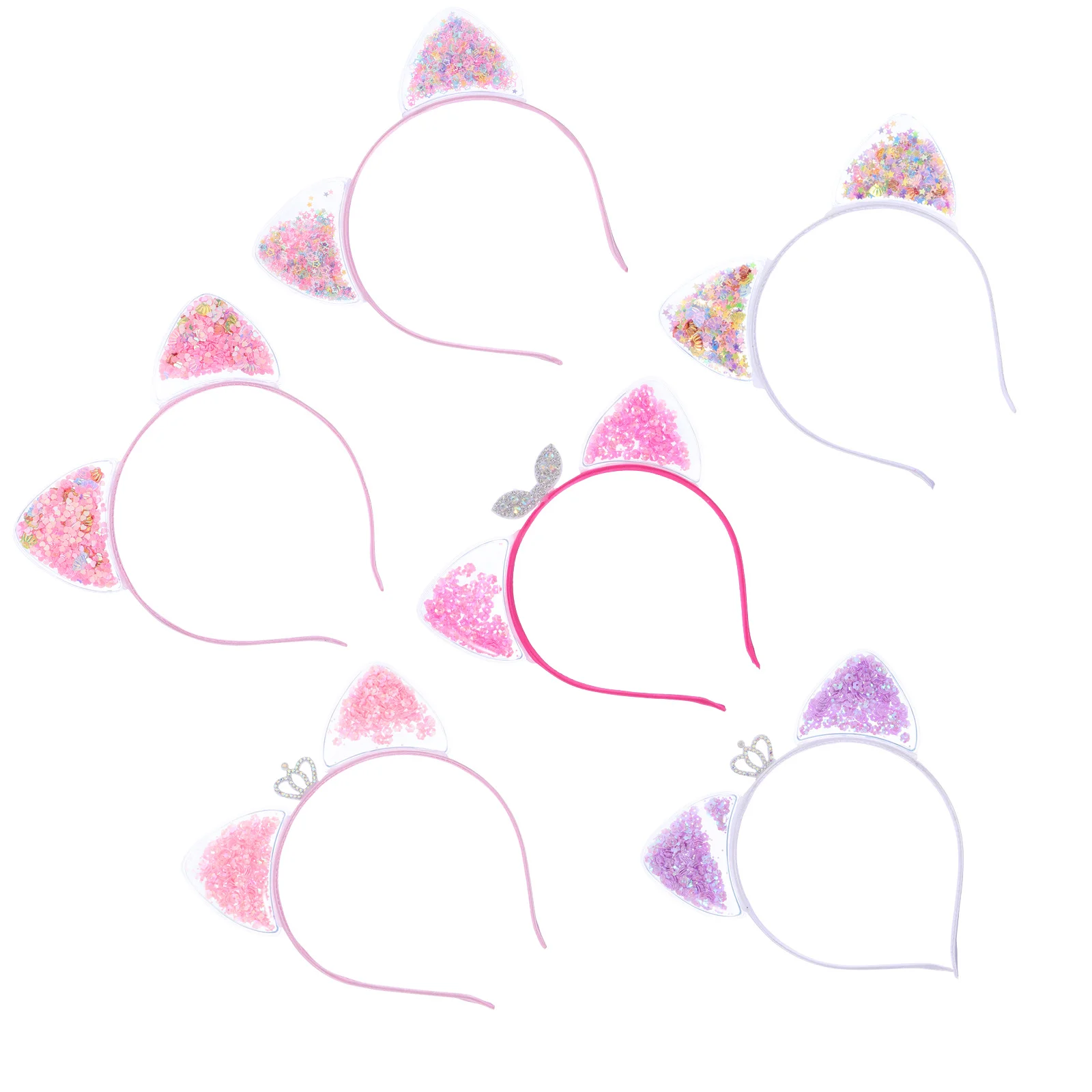 6 قطعة رباط شعر أذن القط بريق عقال اكسسوارات الحفلات الاطفال النساء الأطفال موضة الرمال المتحركة حفلة تنكرية تاج غطاء الرأس الشعر