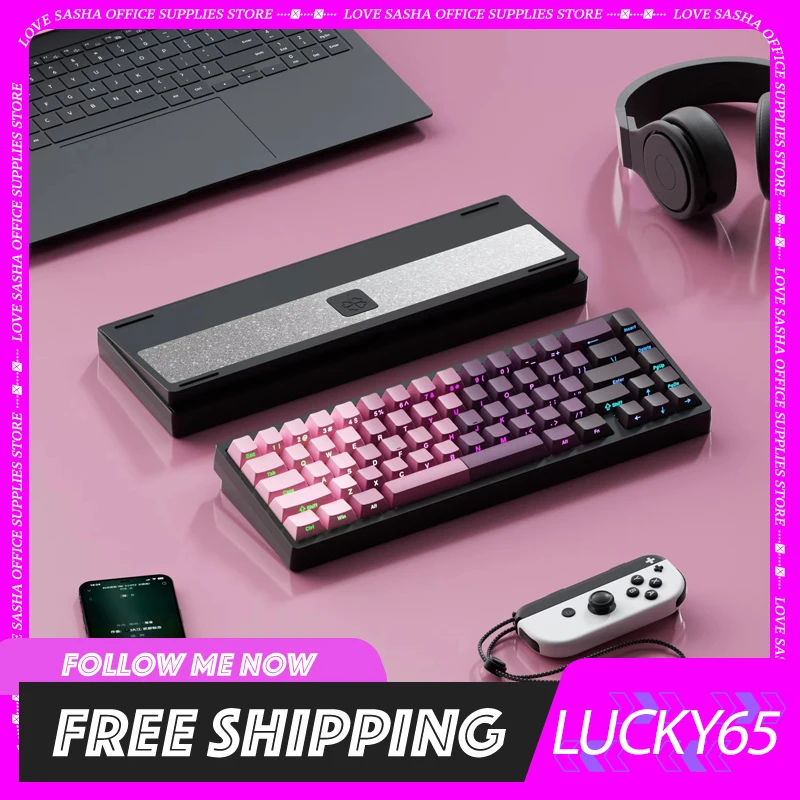 Weikav Lucky65 V2 Mechanical Keyboard Three Mode Aluminium Alloy Gaming Keyboard Hotswap Structure Rgb Customized Gasket PC Gift