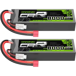 OVONIC Lipo Battery 8000mAh 100C 7.4V 2S RC Battery with T Connector for RC Plane DJI Quadcopter RC Airplane RC Helicopter RC Ca