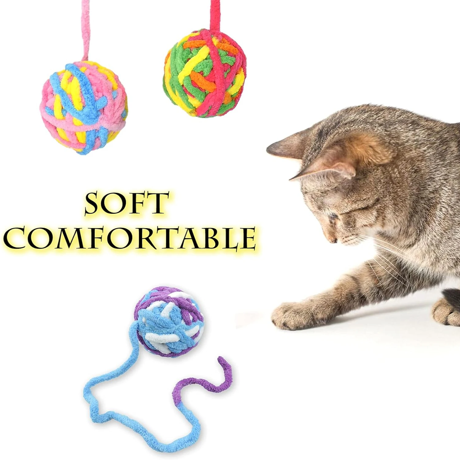 Transform Your Kitten's Daily Routine with Endless Fun - Engaging and Enriching Playtime with Vibrant Yarn Balls for Indoor Cats