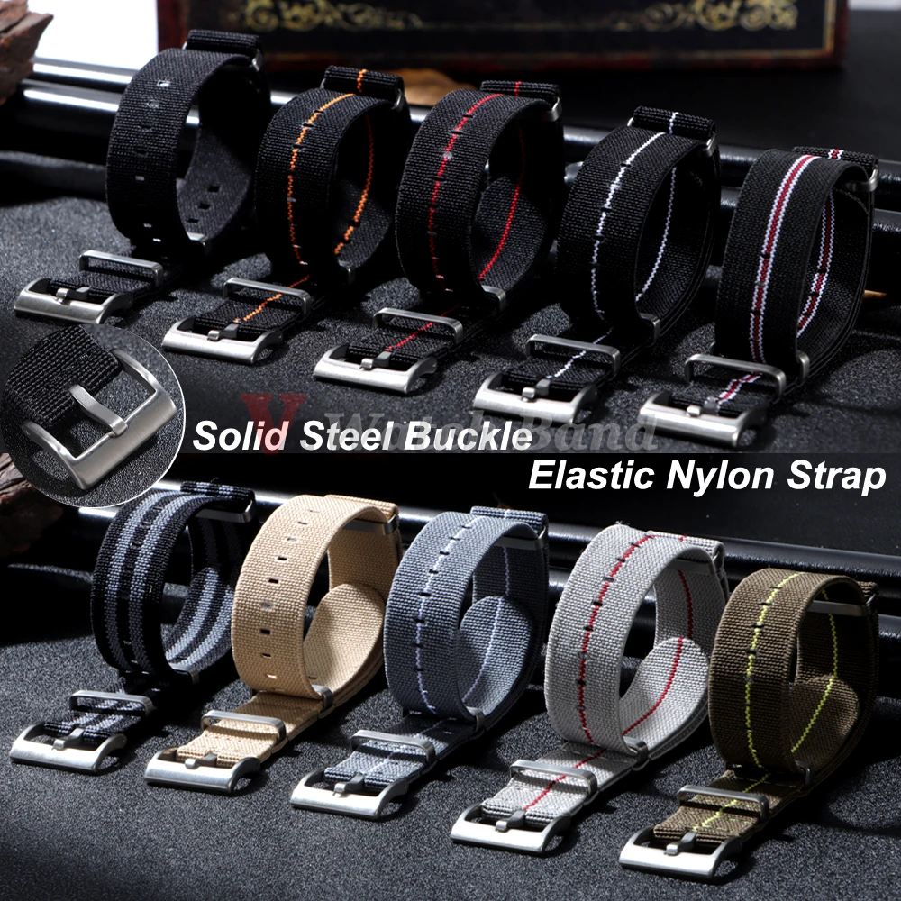 18mm 20mm 22mm Bracelet de montre en Nylon élastique pour Seiko armée Sport Bracelet remplacement marron vert bande militaire décontracté Bracelet