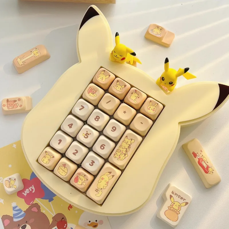 Cute Pika Diary Key Caps Set 143 Keys PBT 5-Side Dye Sublimation Anime Cartoon Theme Artisan for Mechanical Keyboard Keycaps