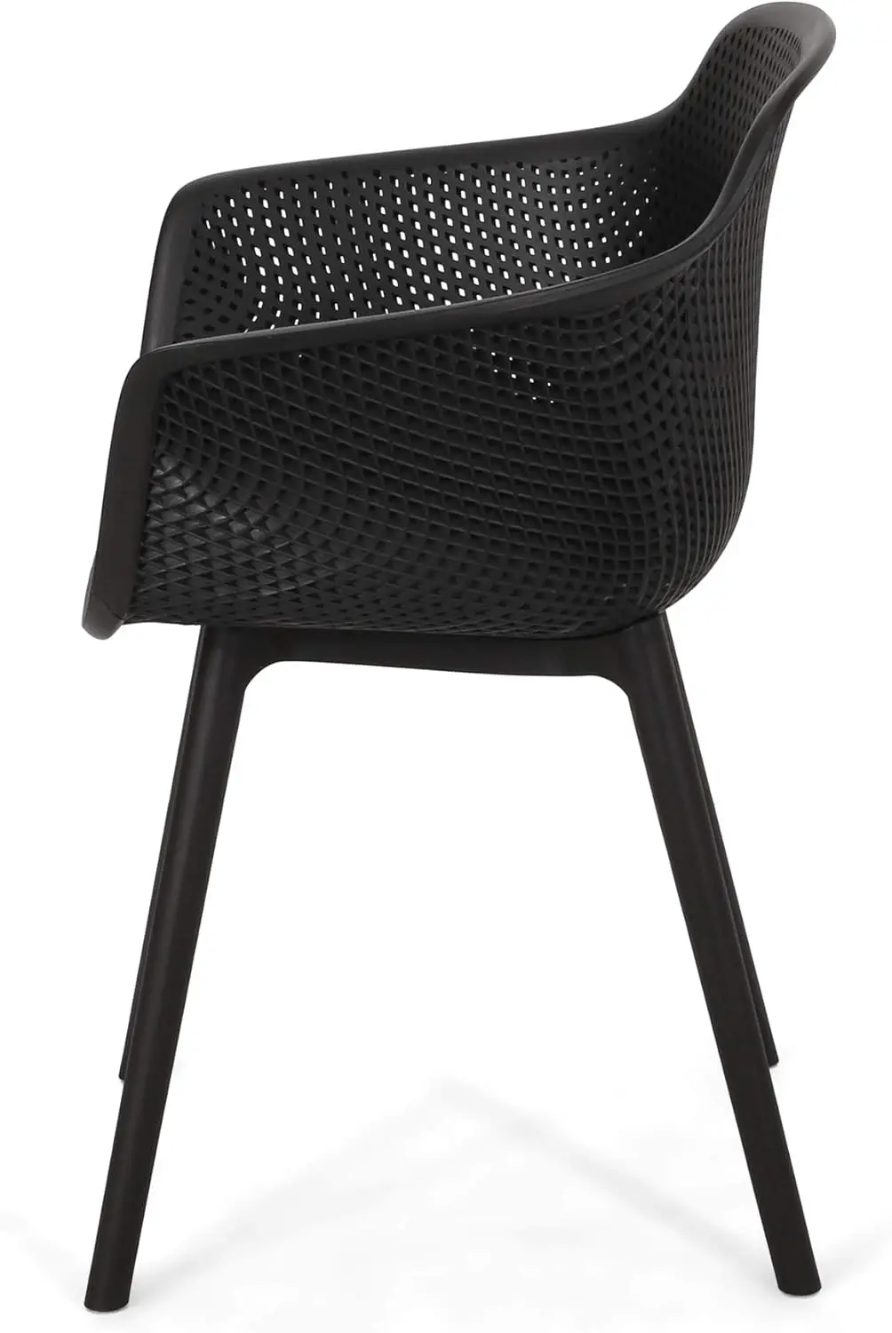 Christopher Knight Home-Silla de comedor de exterior Davina, Juego de 2, polipropileno, color negro