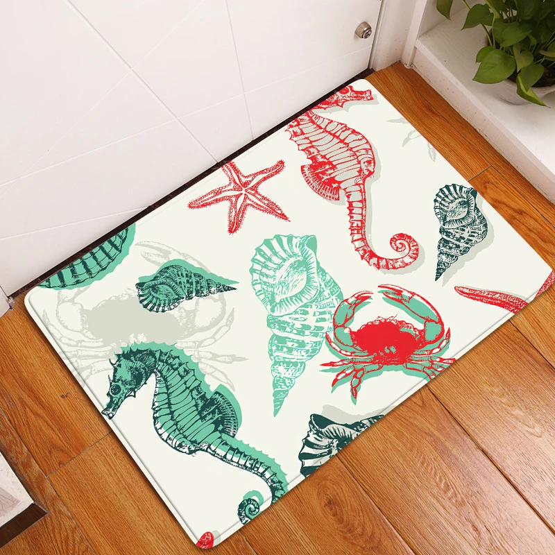 3D Ocean World Fish Carpet Kitchen Mat Entrance Doormat Bedroom Home Floor Decoration Living Room Carpet Bathroom Anti-slip Rug