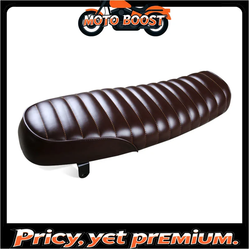【Premium quality】64cm University Retro Motorcycle Waterproof Leather Cafe Racer Vintage Gel Flat Cushion Seat Saddle