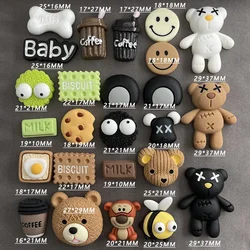 50Pcs New Cute Resin Mini Cartoon Biscuits Coffee Little Bear Flat Back Cabochon Scrapbook Kawaii DIY Embellishments Accessories