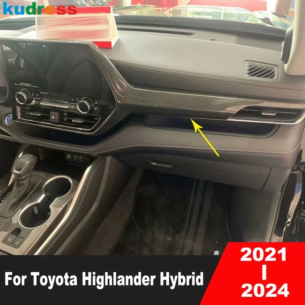

Car Center Console Dashboard Panel Cover Trim For Toyota Highlander XU70 Kluger Hybrid 2021-2024 Carbon Interior Accessories