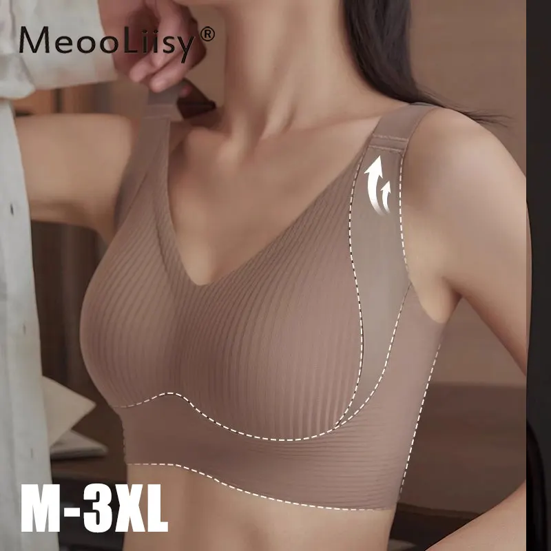 MeooLiisy Thin Cup Plus Size Minimizer Bras for Women Full Coverage No Show Seamless Underwear No Wire Brassiere