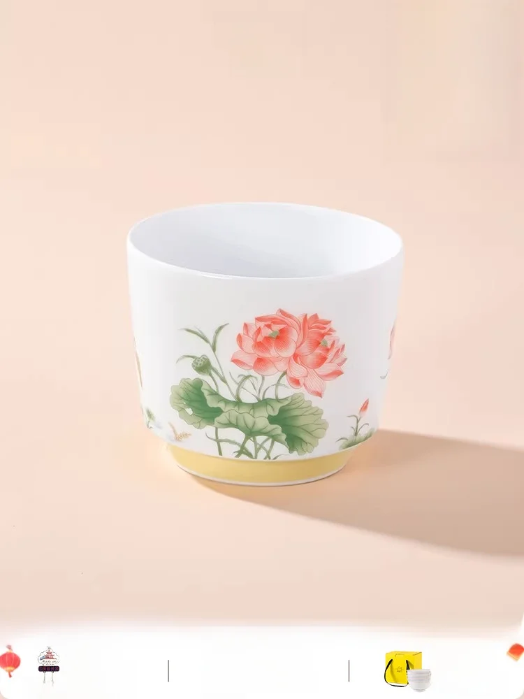 

Фарфоровая кружка Deep Foot Cerc из Цзиндэчжэня, глазурованная, серия «Сбор лотосов», памятный подарок, ручная работа, китайская кружка-бутылка для воды