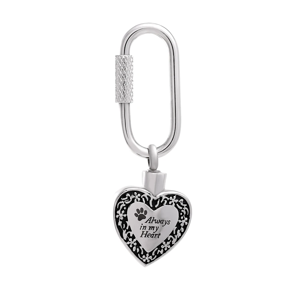 

Customize Heart Cremation Key chain "Always In My Heart"Memorial Pendant Urns For Pet Ashes Keepsake Jewelry Keyrings