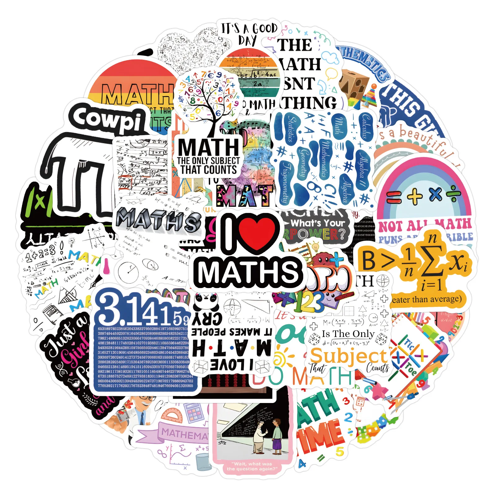 

10/60/120PCS Math Stickers Formula Cartoon Graffiti Sitkcer Waterproof Decal Kids Toy Personalized DIY Water Cup Guitar Desk