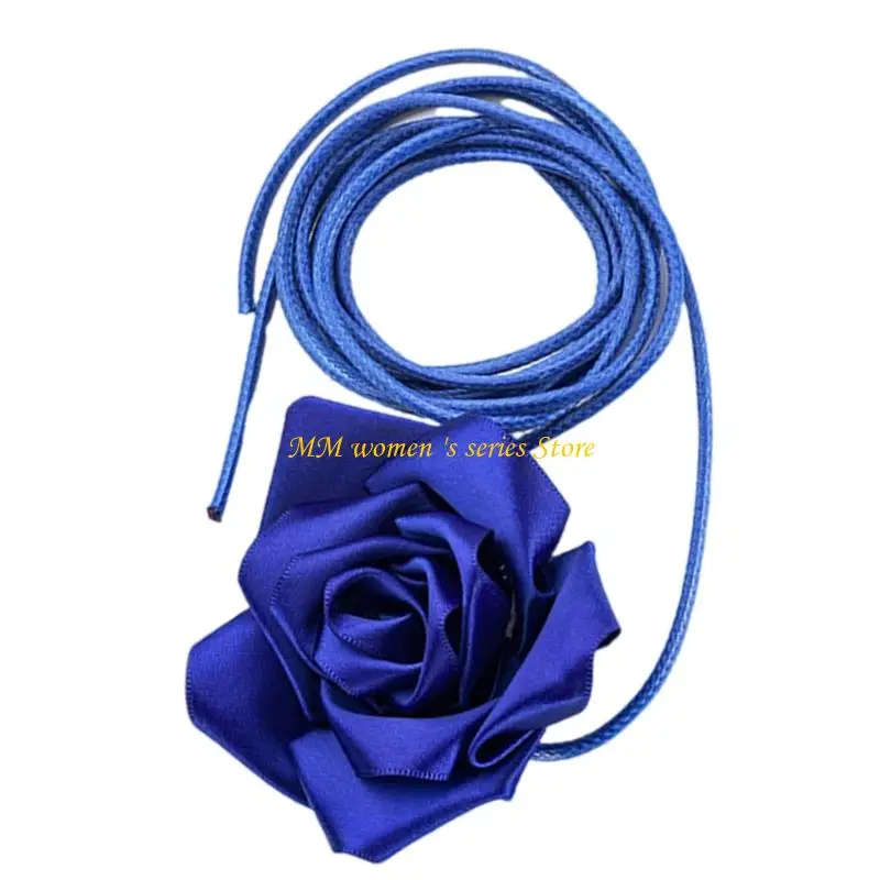 Q39C حزام الشريط الفاخر زهرة الورد قلادة قابلة للتعديل لمناسبة خاصة