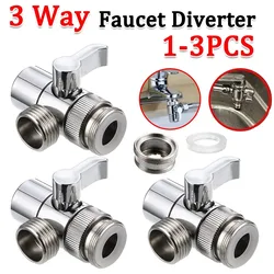 3 Way Sink Splitter Diverter Valve Leak-Proof Faucet Connector Splitter Copper Faucets Water Separator for Shower/Sink/Washbasin