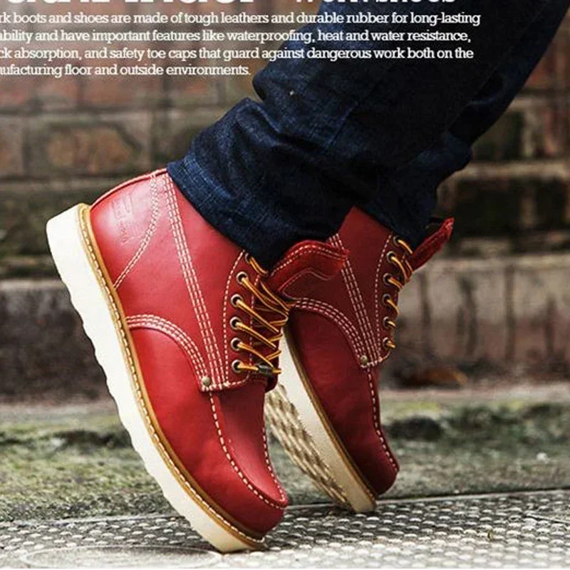 Vintage British Men’s Casual Ankle Boots Goodyear-Weld Genuine Leather Tooling Handmade Fashion Winter Work Shoes Women Non-slip