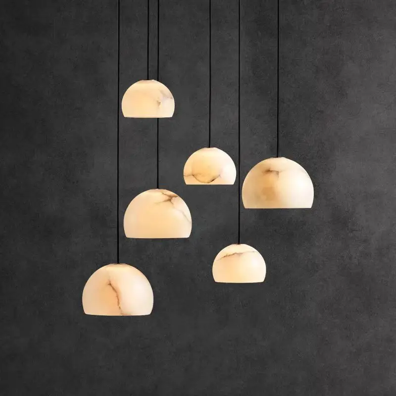 Modern Luxury All-Copper Zen Inspired Minimalist Designer Pendant Light All-Copper Marble Lamp for Restaurant Bar Counter Dining