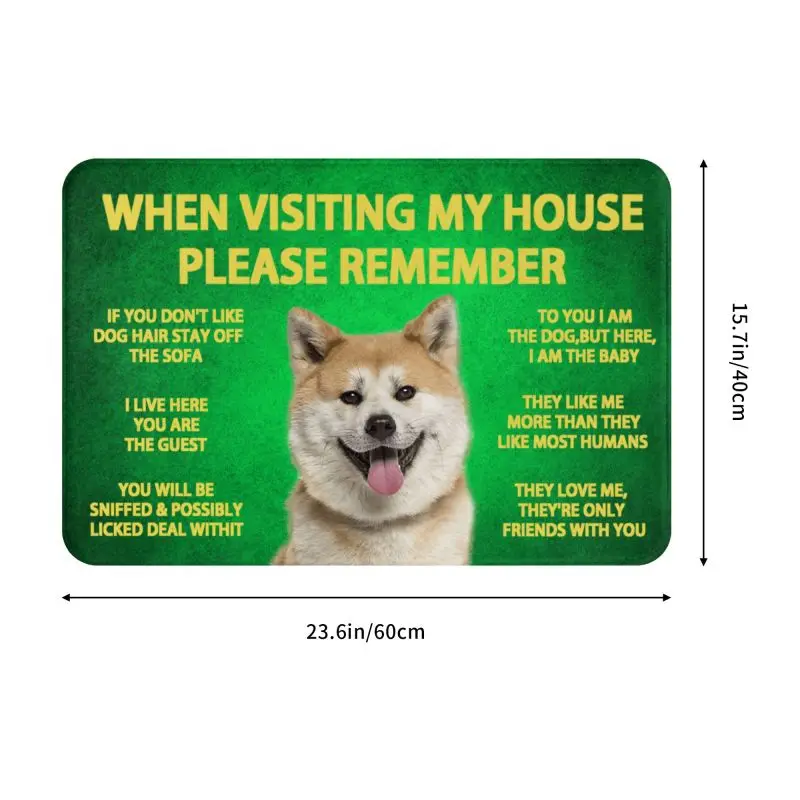 Please Remember Akita Inu Dogs House Rules Doormat Mat Anti-Slip Kitchen Bathroom Toilet Living Room Entrance Rug Carpet 40*60cm