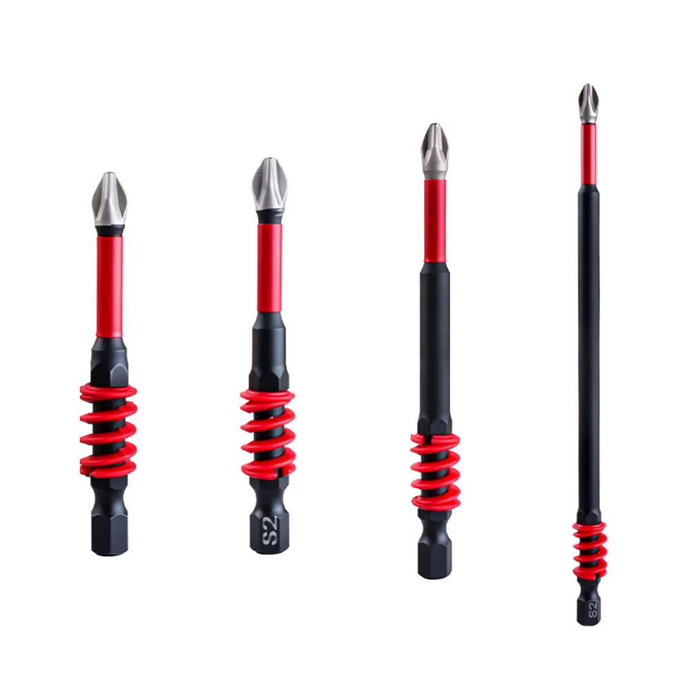 4Pcs Electric Screwdriver Bit Set With Spring Mechanism Non-Slip Carbide Tips For Impact Drill 6.35mm Shank Drill Bit Tool