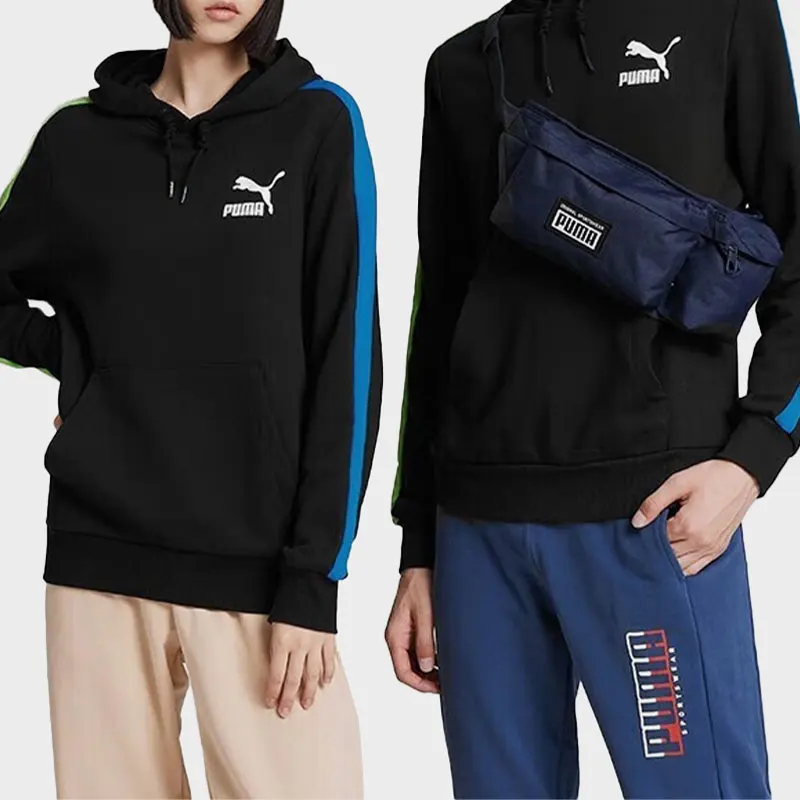 

PUMA натуральная весенняя повседневная толстовка унисекс с капюшоном и цветными блоками 531354-56