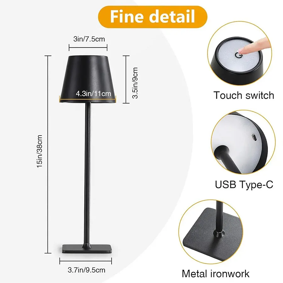 Touch Control 1800mAH high-capacity battery LED Desk Lamp - 3 Color Modes, Dimmable, USB Plug in, Eye-Caring Study/Bedside Light image 2