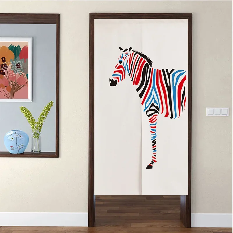 Cartoon Zebra Striped Door Curtain Noren for Living Room Kitchen Curtains Home Decor Partition Drapes Noren Hanging Half Curtain