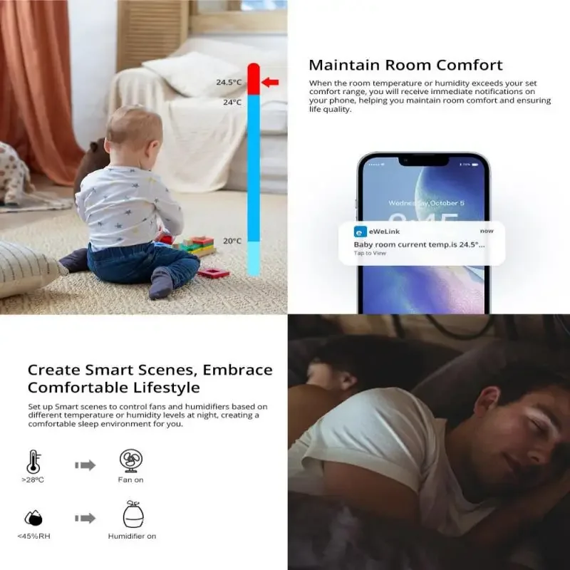 مستشعر درجة الحرارة والرطوبة SONOFF-Zigbee ، شاشة عالية الدقة للمنزل الذكي ، عبر eWeLink ، اعمل مع Alexa و Google