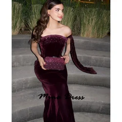 Mina Customized Velvet Luxurious Women's Evening Dresses for Special Occasions Backless Ribbon Beads Strapless Sequins Party