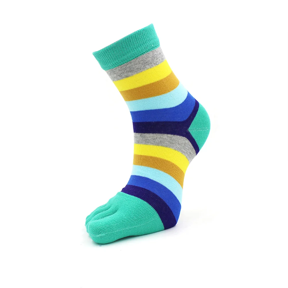 

Women' Finger Socks Colorful Stripped Cotton 5 Toe Socks for Women (Blue-green) five toe socks