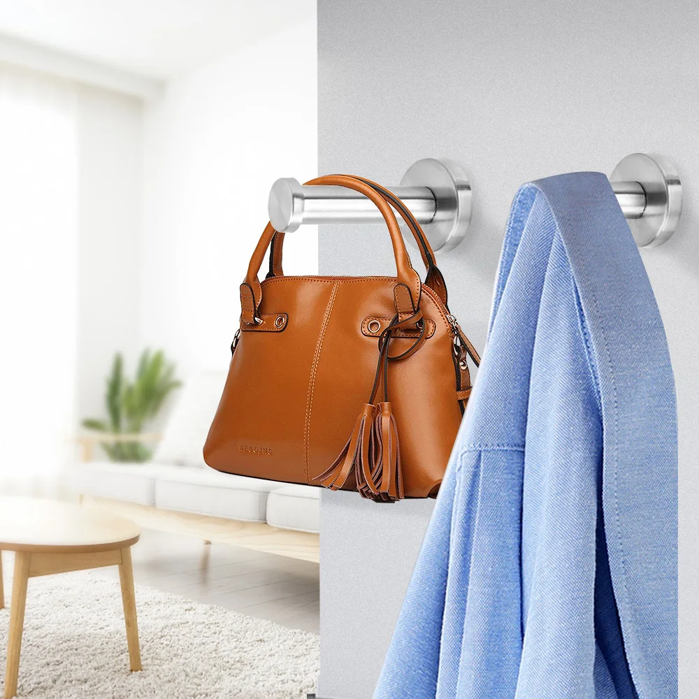 Round Tube Stainless Steel Bathroom Door Hanger Hook Coat Hanger with Screws Clothes Robe Hooks for Towels Bag