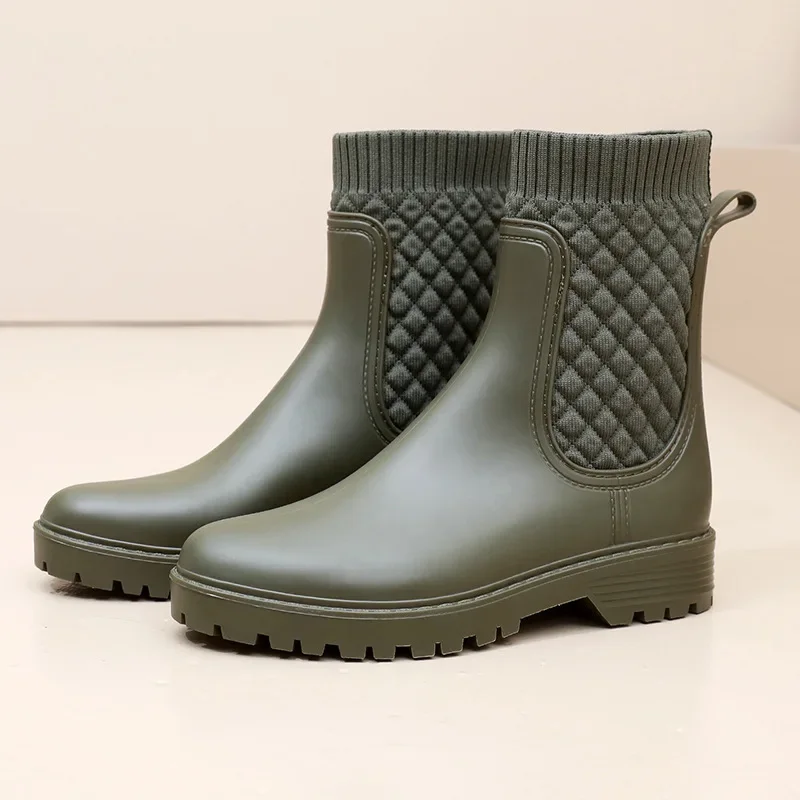 Bottes de pluie à plateforme pour femmes, bottes de travail confortables, bottes de pluie côtelées non aldes, mode extérieure, été, nouveau, 2023