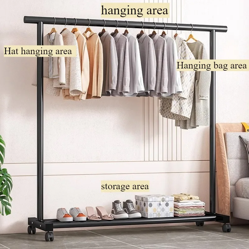 Clothes drying rack Floor-to-ceiling household balcony Movable hanger Simple dormitory drying rod Bedroom vertical