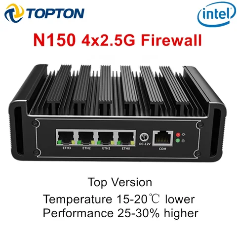 Topton Fanless Firewall Mini PC Intel Core i7 i5 i3 8505 N150 J6412 J5005 6305 4x2.5G LAN NAS Computer pfSense OPNsense AES-NI
