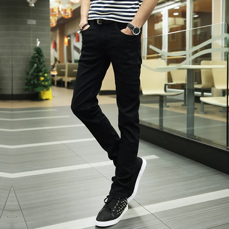 Men's Casual Light Blue Denim Jeans Autumn Winter Slim Fit Korean Style Trendy All-Match Small Foot Pants Youth Popular Long ...