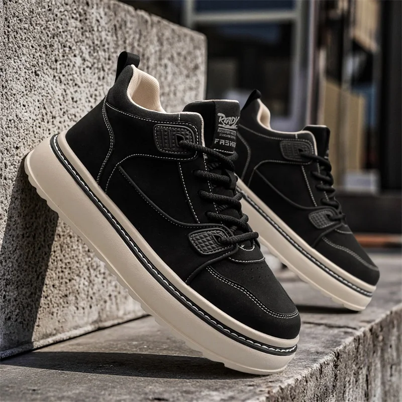 أحذية رجالية مفلكنة العصرية شخصية المراهقين حذاء كاجوال جولة تو الدانتيل متابعة حجم كبير أحذية منصة الرجال الأحذية #5