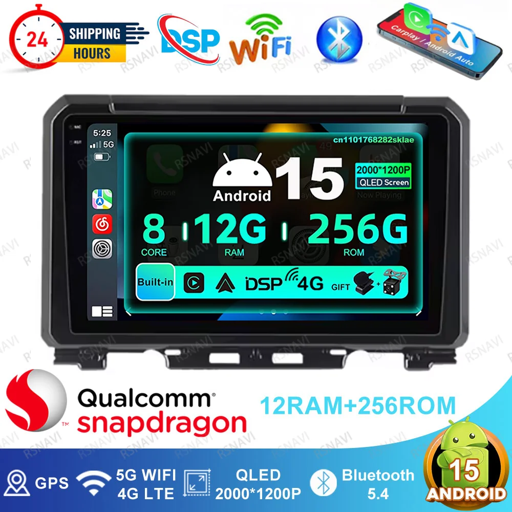 راديو سيارة أندرويد 15 لسوزوكي جيمي JB64 JB74 2018 - 2020 ملاحة 5G WIFI NO 2DIN WIFI + 4G QLED IPS Autoradio Wireless RDS