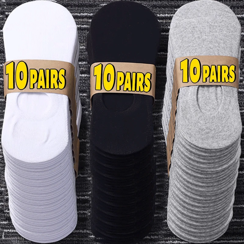 10/5Pairs Men Ankle Socks Solid Color Black White Gray Invisible Breathable Cotton Sports Socks Male Short Socks Women Men Sox