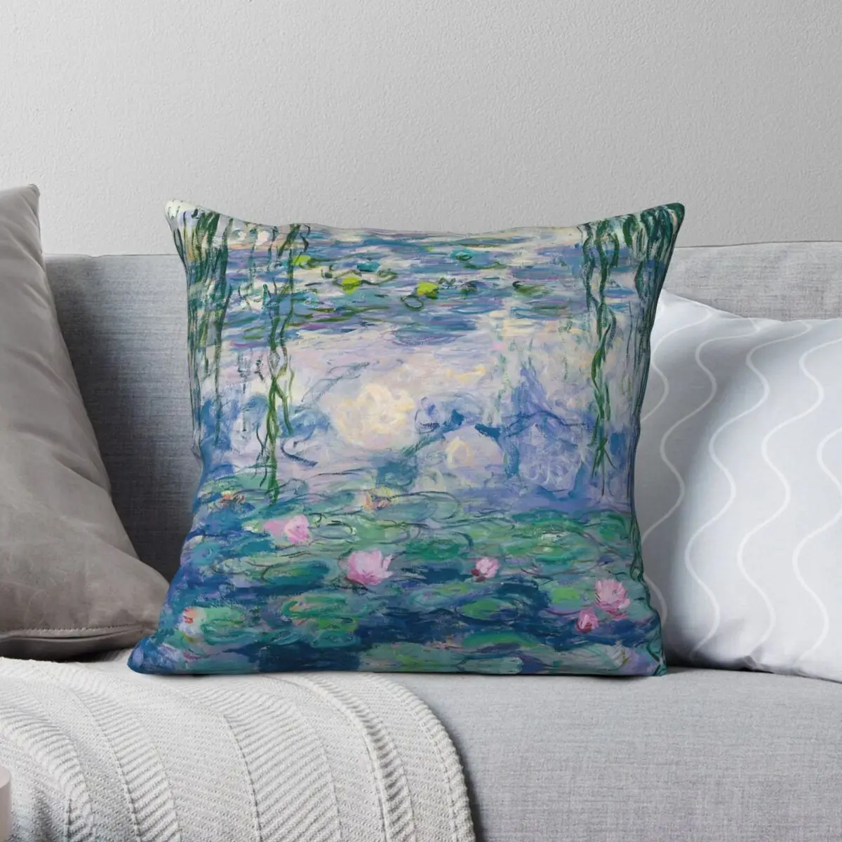 

Water Lilies Claude Monet Square Pillowcase Polyester Linen Velvet Creative Decor Throw Pillow Case Sofa Seater Cushion Cover